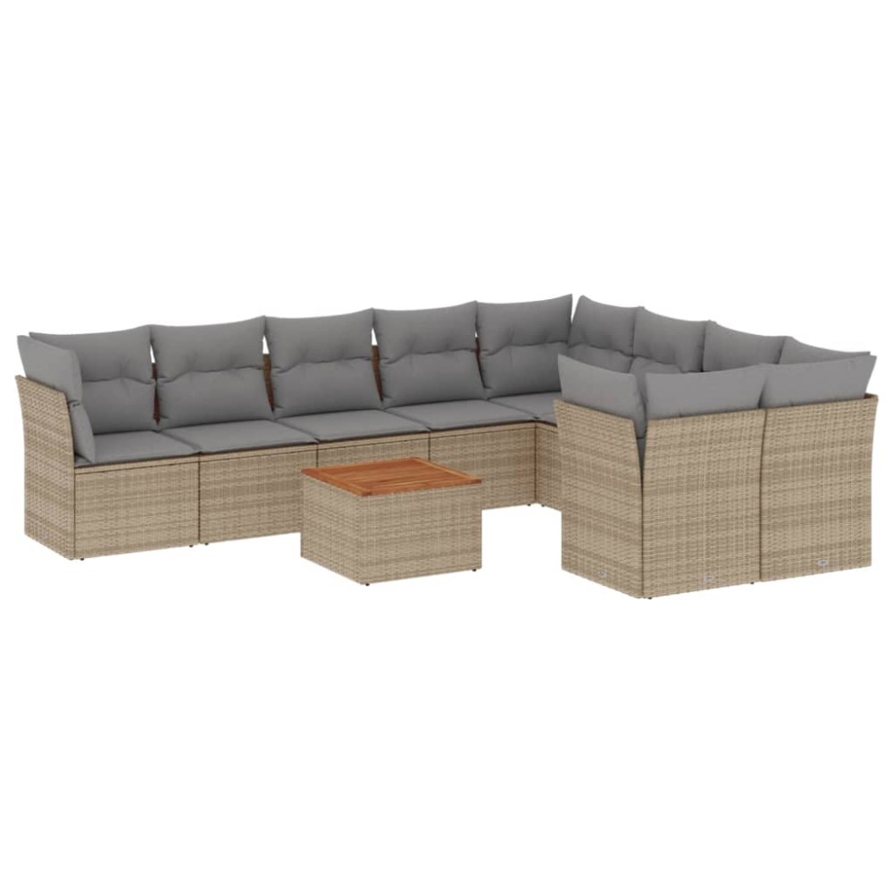 vidaXL Set canapele de grădină cu perne, 10 piese, bej, poliratan