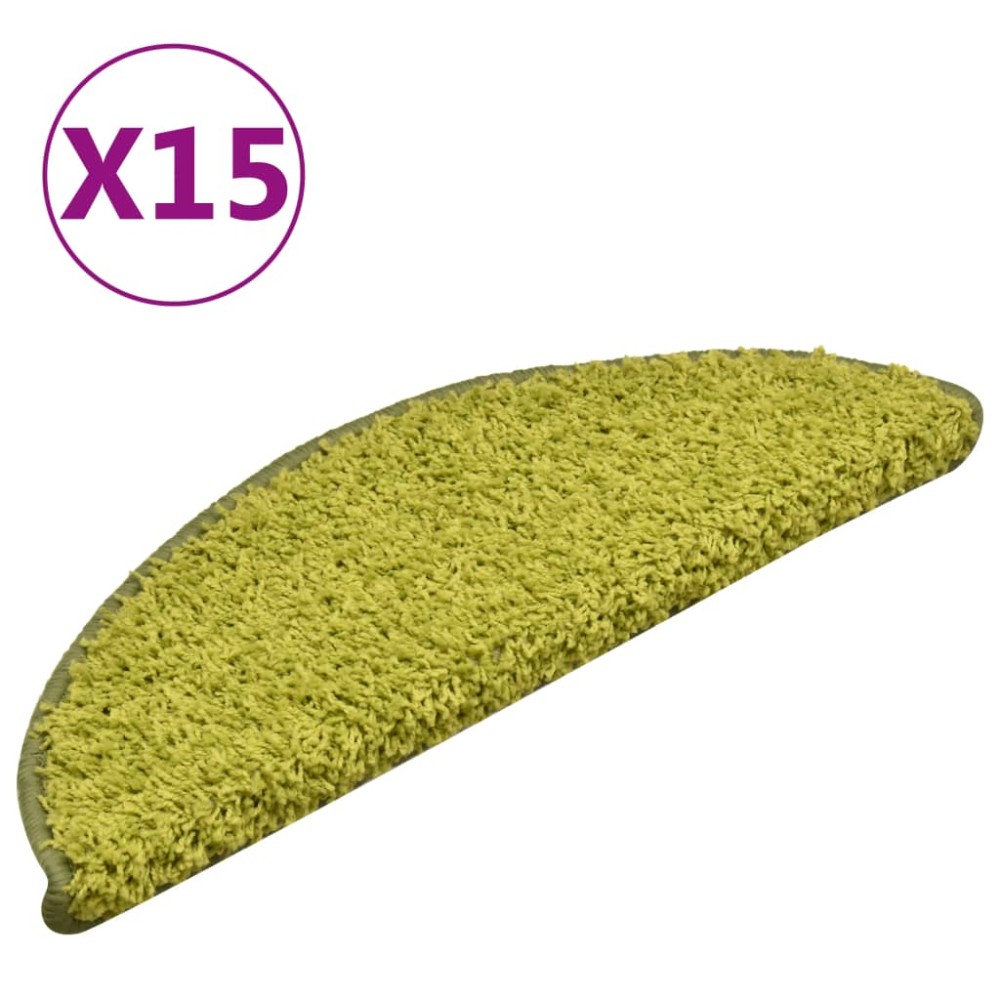 vidaXL Covorașe pentru trepte scară, 15 buc., verde, 56x17x3 cm