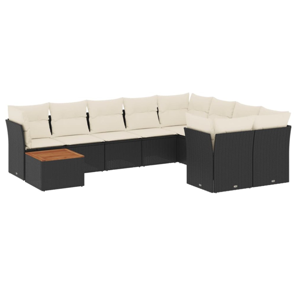 vidaXL Set canapele de grădină cu perne, 10 piese, negru, poliratan
