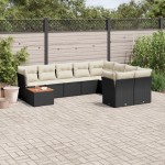 vidaXL Set canapele de grădină cu perne, 10 piese, negru, poliratan vidaXL Set canapele de grădină cu perne, 10 piese, negru, poliratan