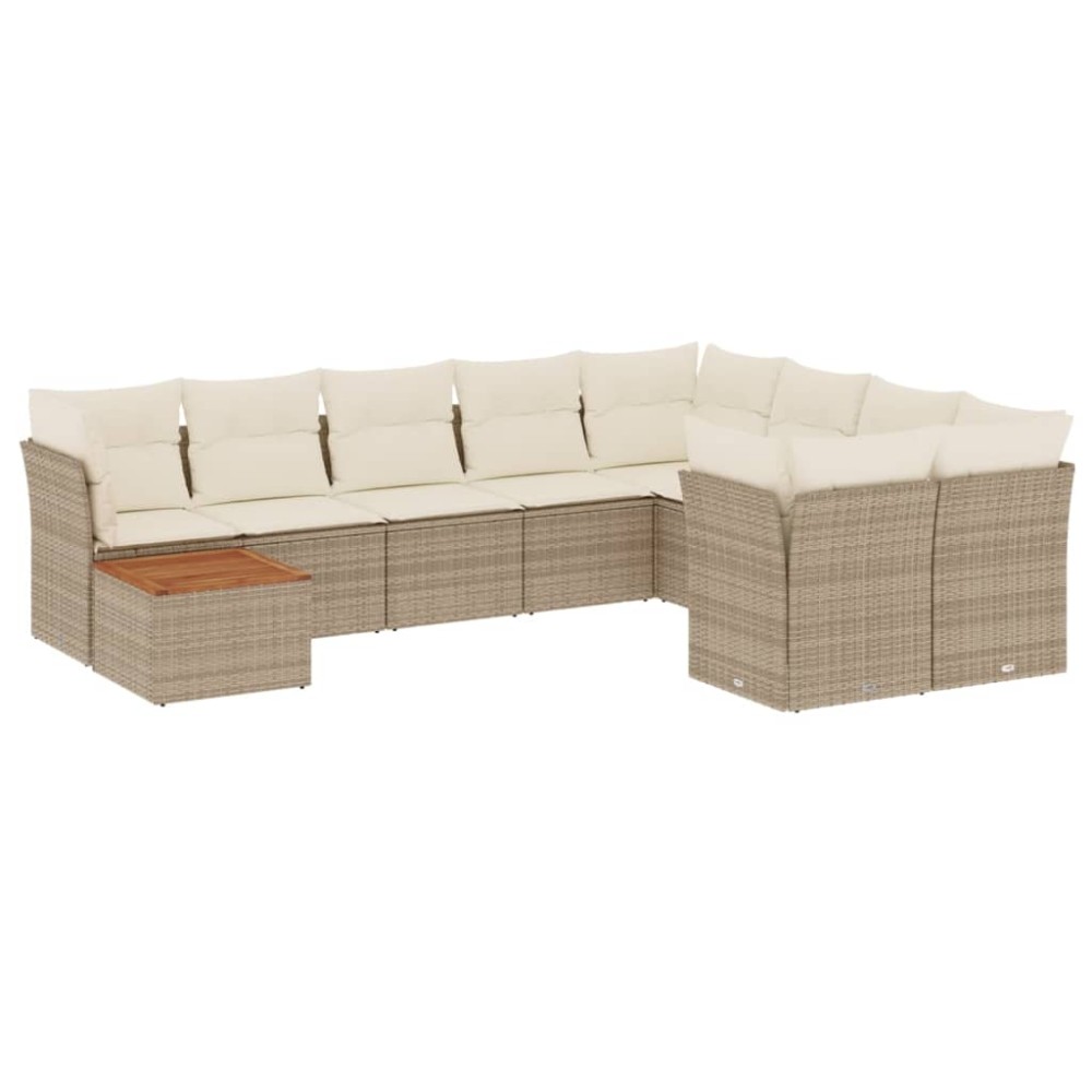 vidaXL Set canapele de grădină cu perne, 10 piese, bej, poliratan