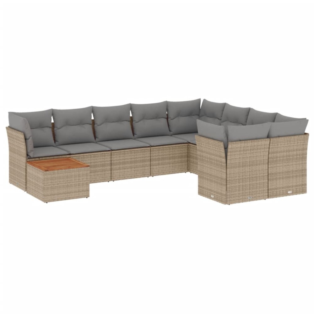 vidaXL Set canapele de grădină cu perne, 10 piese, bej, poliratan