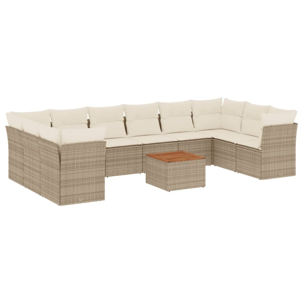vidaXL Set canapele de grădină cu perne, 11 piese, bej, poliratan