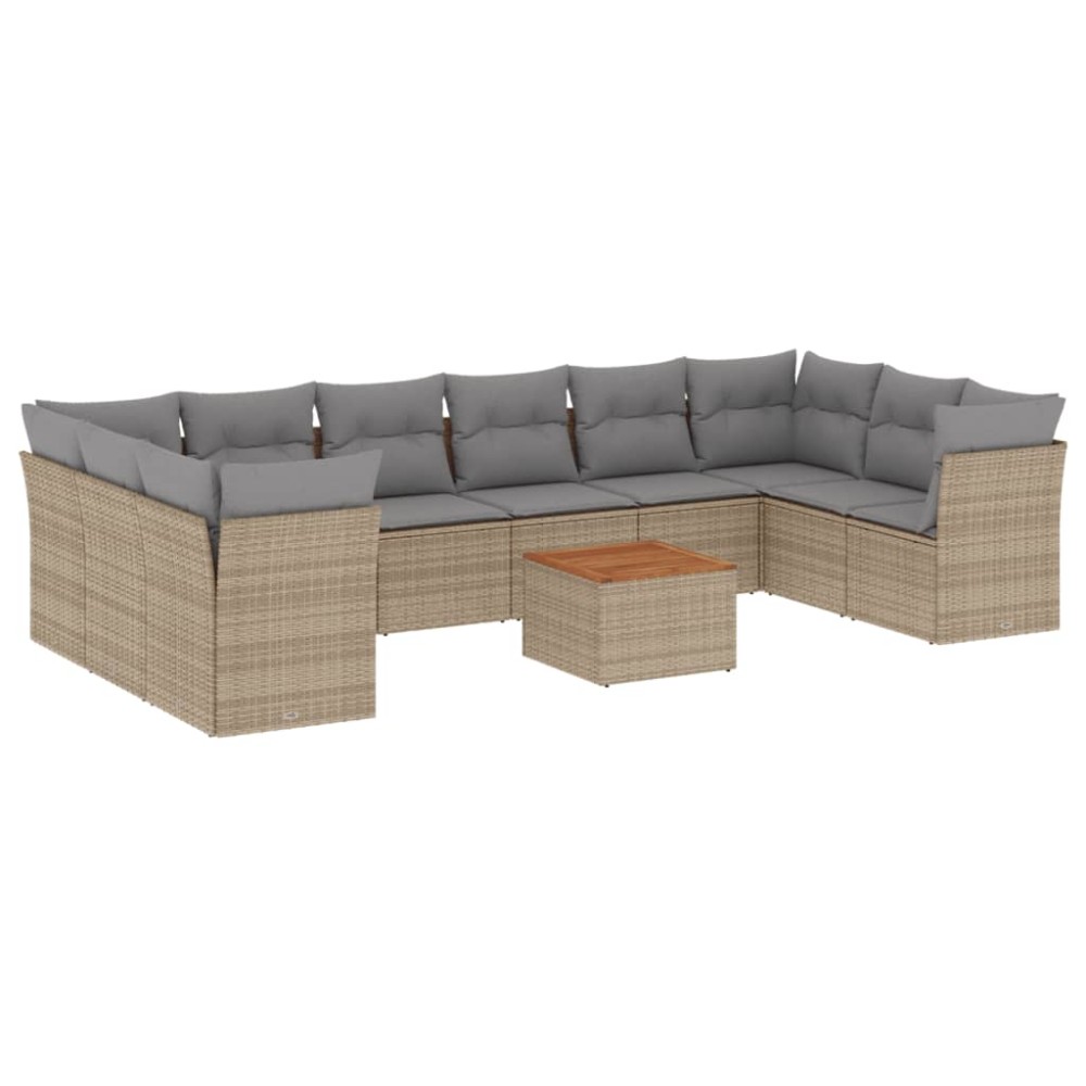 vidaXL Set canapele de grădină cu perne, 11 piese, bej, poliratan