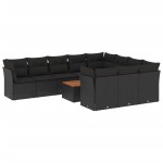 vidaXL Set canapele de grădină cu perne, 11 piese, negru, poliratan