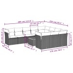 vidaXL Set canapele de grădină cu perne, 11 piese, negru, poliratan