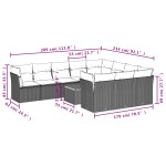 vidaXL Set canapele de grădină cu perne, 11 piese, negru, poliratan