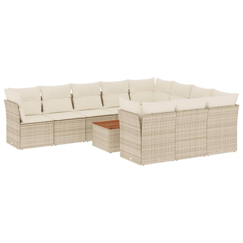 vidaXL Set canapele de grădină cu perne, 11 piese, bej, poliratan