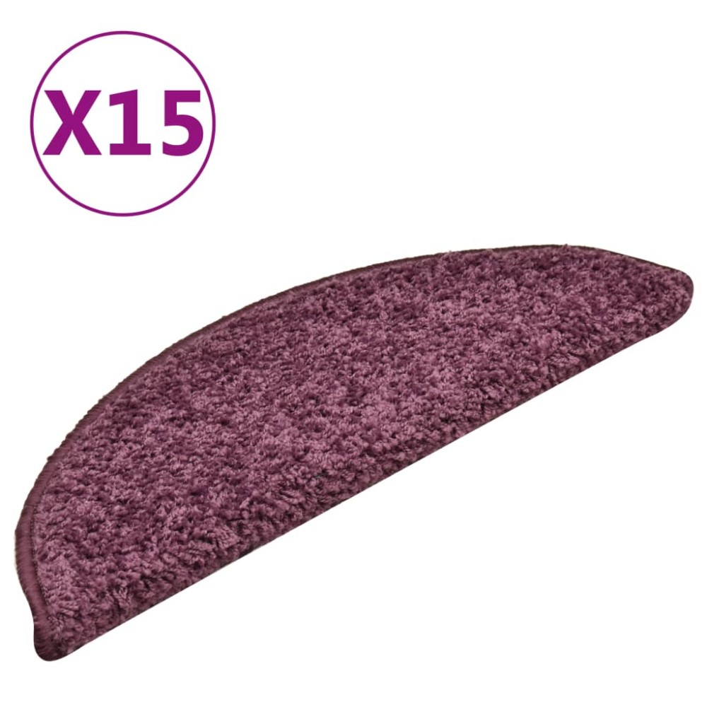 vidaXL Covorașe pentru trepte scară, 15 buc. violet închis, 56x17x3 cm