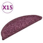 vidaXL Covorașe pentru trepte scară, 15 buc. violet închis, 56x17x3 cm