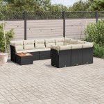vidaXL Set canapele de grădină cu perne, 11 piese, negru, poliratan vidaXL Set canapele de grădină cu perne, 11 piese, negru, poliratan