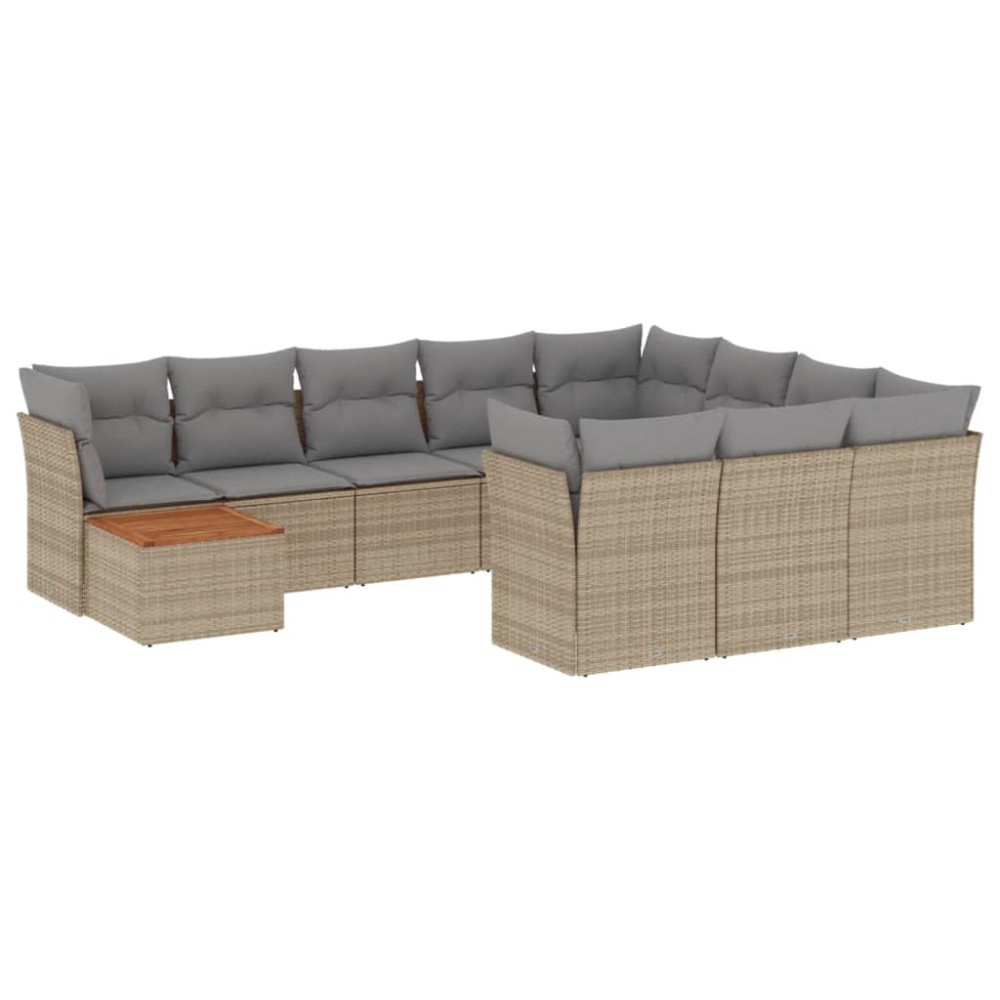 vidaXL Set canapele de grădină cu perne, 11 piese, bej, poliratan