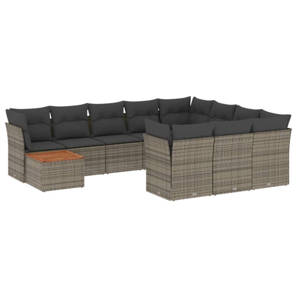 vidaXL Set canapele de grădină cu perne, 11 piese, gri, poliratan