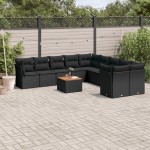 vidaXL Set canapele de grădină cu perne, 11 piese, negru, poliratan vidaXL Set canapele de grădină cu perne, 11 piese, negru, poliratan