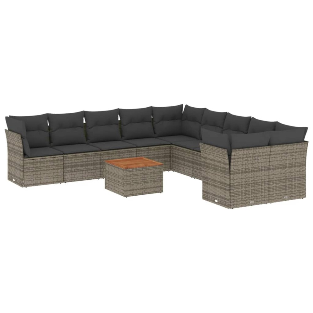 vidaXL Set canapele de grădină cu perne, 11 piese, gri, poliratan
