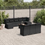 vidaXL Set canapele de grădină cu perne, 11 piese, negru, poliratan vidaXL Set canapele de grădină cu perne, 11 piese, negru, poliratan