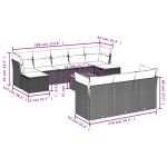 vidaXL Set canapele de grădină cu perne, 11 piese, negru, poliratan vidaXL Set canapele de grădină cu perne, 11 piese, negru, poliratan