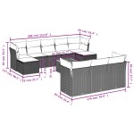 vidaXL Set canapele de grădină cu perne, 11 piese, negru, poliratan