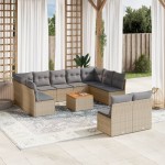 vidaXL Set canapele de grădină cu perne, 12 piese, bej, poliratan vidaXL Set canapele de grădină cu perne, 12 piese, bej, poliratan