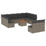 vidaXL Set canapea de grădină cu perne, 12 piese, gri, poliratan vidaXL Set canapea de grădină cu perne, 12 piese, gri, poliratan