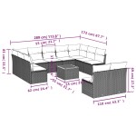 vidaXL Set canapea de grădină cu perne, 12 piese, gri, poliratan vidaXL Set canapea de grădină cu perne, 12 piese, gri, poliratan