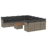 vidaXL Set canapea de grădină cu perne, 12 piese, gri, poliratan vidaXL Set canapea de grădină cu perne, 12 piese, gri, poliratan