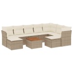 vidaXL Set canapele de grădină cu perne, 10 piese, bej, poliratan