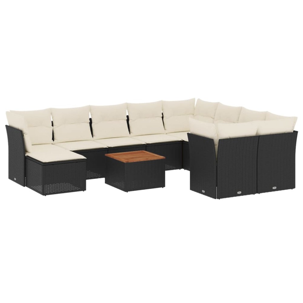 vidaXL Set canapele de grădină cu perne, 11 piese, negru, poliratan