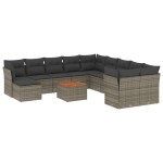 vidaXL Set canapea de grădină cu perne, 12 piese, gri, poliratan vidaXL Set canapea de grădină cu perne, 12 piese, gri, poliratan