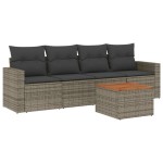 vidaXL Set canapea de grădină cu perne, 5 piese, gri, poliratan vidaXL Set canapea de grădină cu perne, 5 piese, gri, poliratan