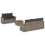 vidaXL Set mobilier grădină cu perne, 6 piese, gri, poliratan