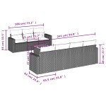 vidaXL Set mobilier de grădină cu perne, 8 piese, negru, poliratan