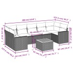 vidaXL Set mobilier de grădină cu perne, 8 piese, negru, poliratan
