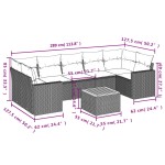 vidaXL Set mobilier de grădină cu perne, 8 piese, negru, poliratan
