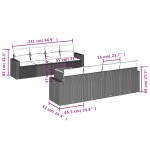 vidaXL Set mobilier de grădină cu perne, 9 piese, negru, poliratan