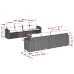 vidaXL Set mobilier de grădină cu perne, 9 piese, negru, poliratan