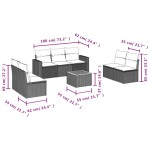 vidaXL Set mobilier de grădină cu perne, 8 piese, negru, poliratan
