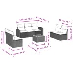 vidaXL Set mobilier de grădină cu perne, 8 piese, negru, poliratan