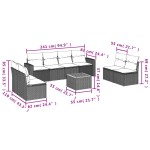 vidaXL Set mobilier de grădină cu perne, 9 piese, negru, poliratan