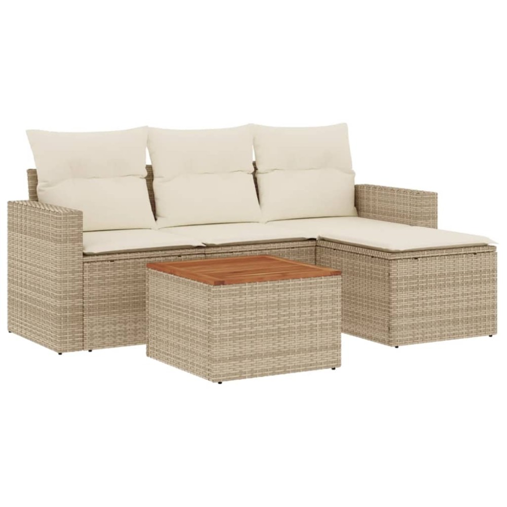 vidaXL Set canapele de grădină cu perne, 5 piese, bej, poliratan
