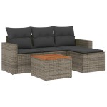 vidaXL Set canapea de grădină cu perne, 5 piese, gri, poliratan vidaXL Set canapea de grădină cu perne, 5 piese, gri, poliratan