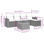 vidaXL Set mobilier grădină cu perne, 6 piese, gri, poliratan