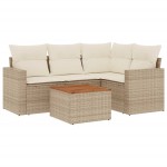 vidaXL Set canapele de grădină cu perne, 5 piese, bej, poliratan vidaXL Set canapele de grădină cu perne, 5 piese, bej, poliratan