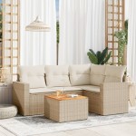 vidaXL Set canapele de grădină cu perne, 5 piese, bej, poliratan vidaXL Set canapele de grădină cu perne, 5 piese, bej, poliratan