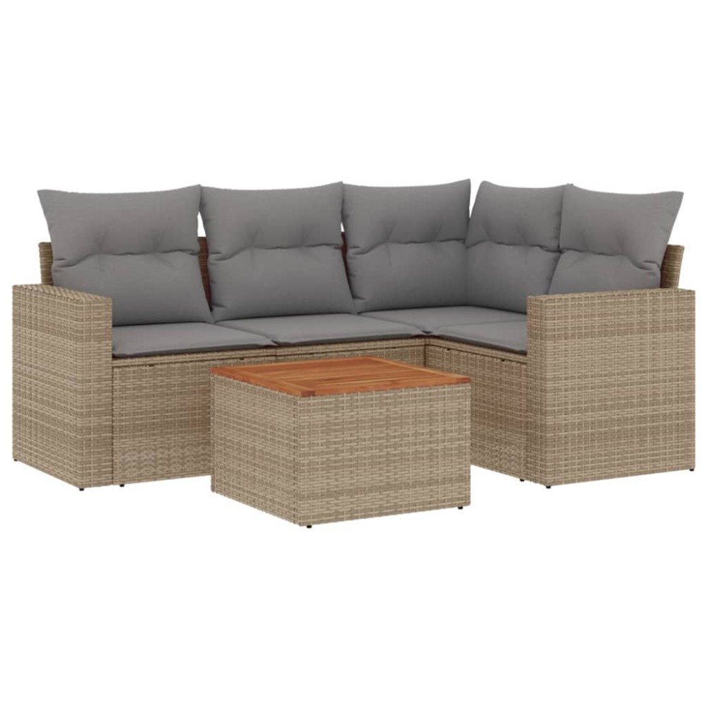 vidaXL Set canapele de grădină cu perne, 5 piese, bej, poliratan
