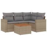 vidaXL Set canapele de grădină cu perne, 5 piese, bej, poliratan