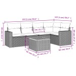 vidaXL Set mobilier grădină cu perne, 6 piese, gri, poliratan