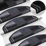 vidaXL Covorașe scări autoadezive, 15 buc., negru și gri, 65x21x4 cm