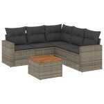 vidaXL Set mobilier grădină cu perne, 6 piese, gri, poliratan