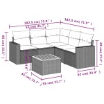 vidaXL Set mobilier grădină cu perne, 6 piese, gri, poliratan